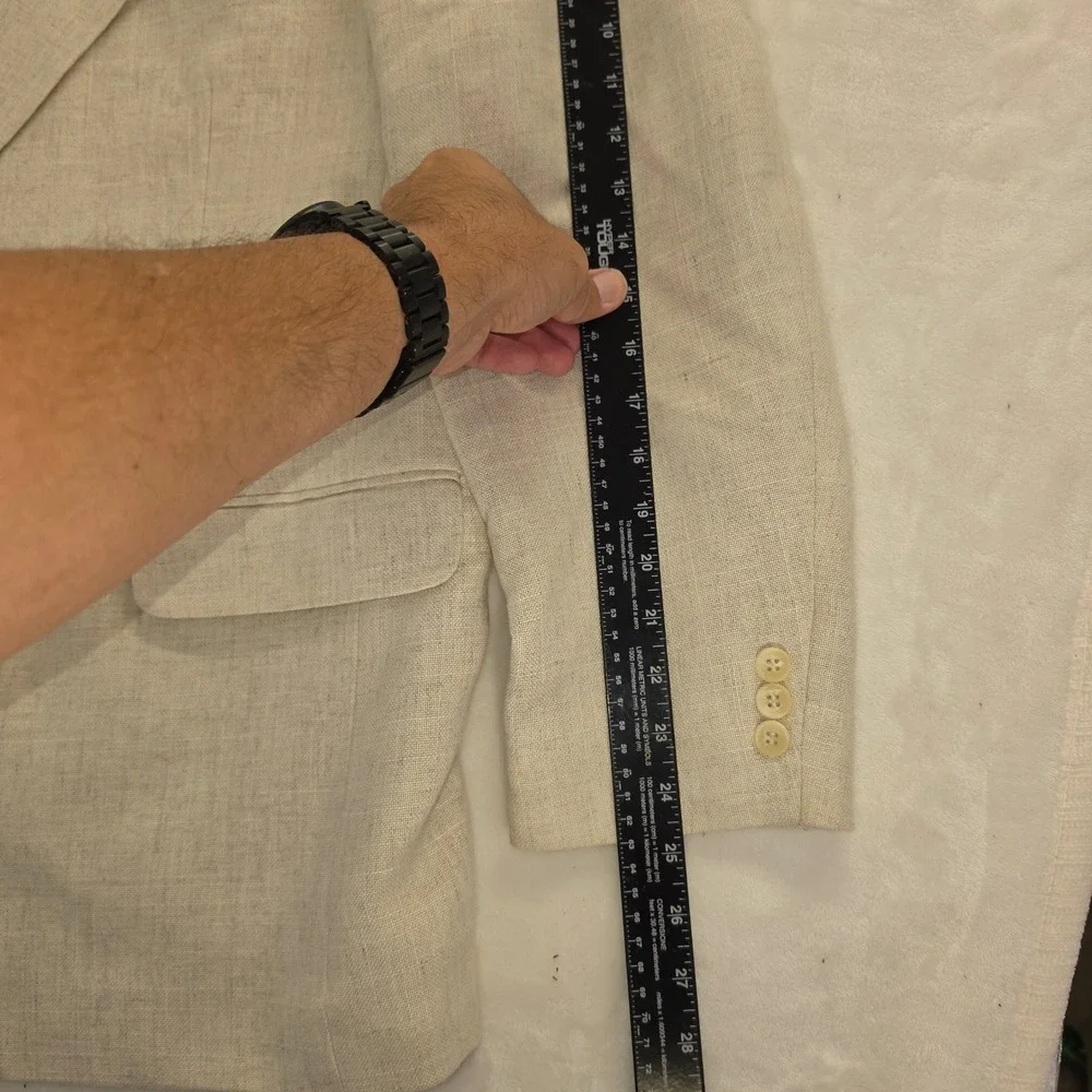 Haggar Mens 48R Blazer Beige Linen Blend 2 Button Classic Fit Sport Coat